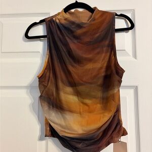 SHEIN Sleeveless Gradient Blouse - Brown and Tan
